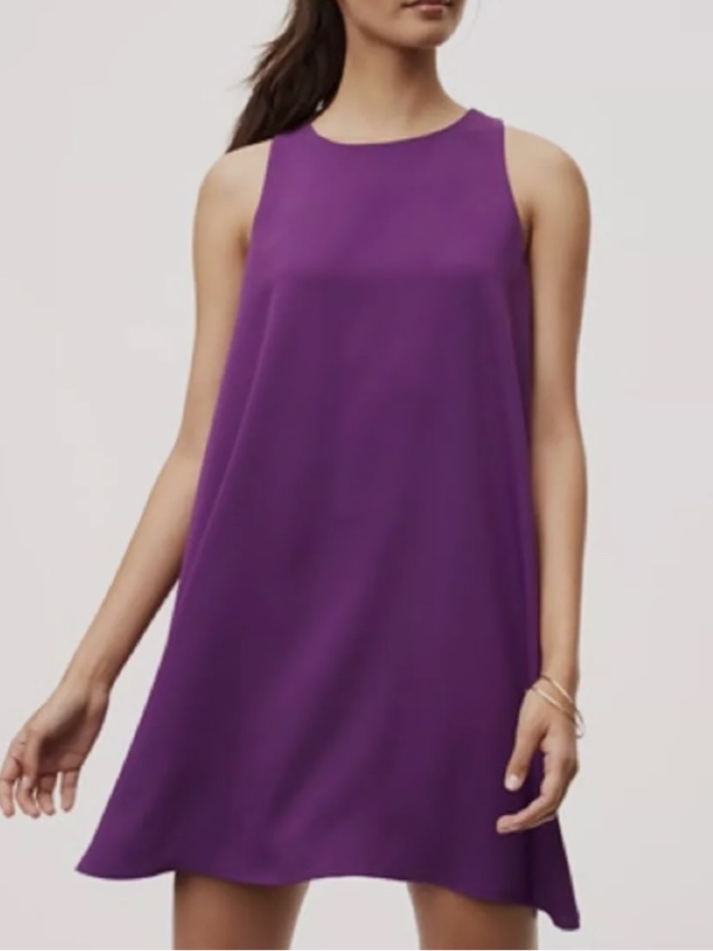 LOFT purple dress with back ruffles